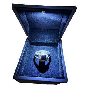 David Yurman Sterling Silver Black Onyx & Diamond Petite Albion Ring Size 7 1/2